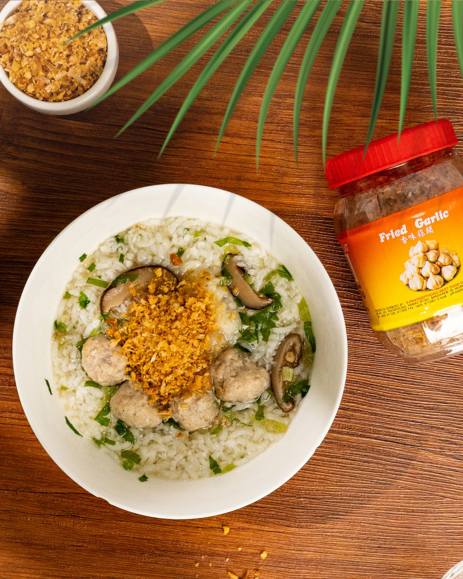 Fried Garlic served with boiled rice